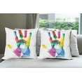 thumbnail image 6 of Ambesonne Watercolor Throw Pillow Cover 4 Pack, Colored Human Hand, 16", Multicolor, 6 of 7