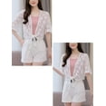 thumbnail image 6 of Kukuzhu Women's Floral Lace Tiefront Cardigan Cute Half Sleeve Sheer Bolero Shawl Cover Up, 6 of 7