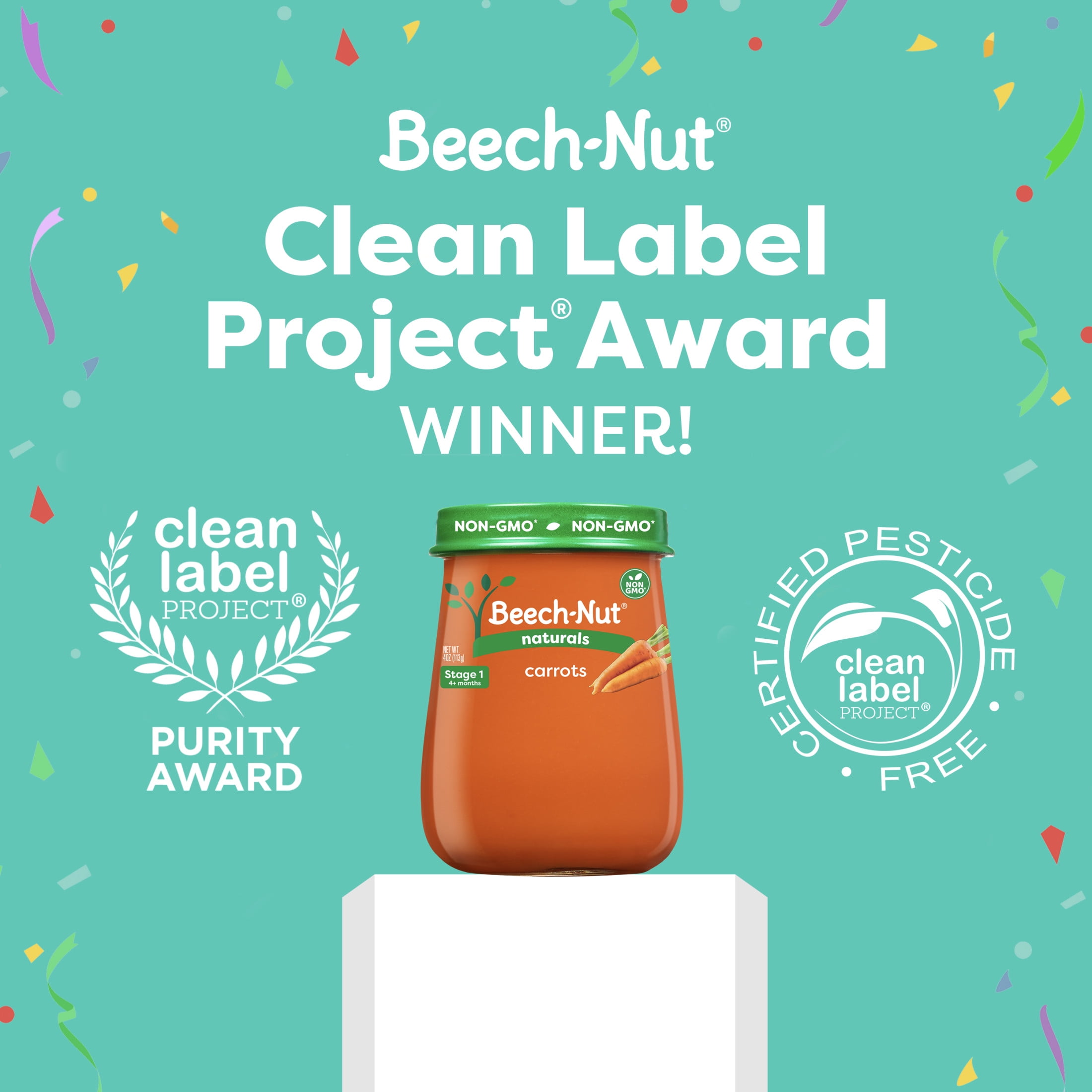 (12 pack) Beech-Nut Naturals Stage 1 Baby Food, Carrots, 4 oz Jar