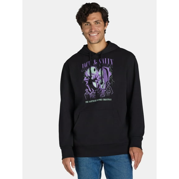 Nightmare Before Christmas Men's Jack and Sally Graphic Hoodie, Sizes S-3XL