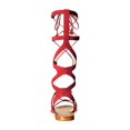 thumbnail image 4 of YDN Women Open Toe Knee High Gladiator Sandals Frine Lace up Heeled Cork Flats Themed Party Dressy Shoes Size 7 Red, 4 of 4