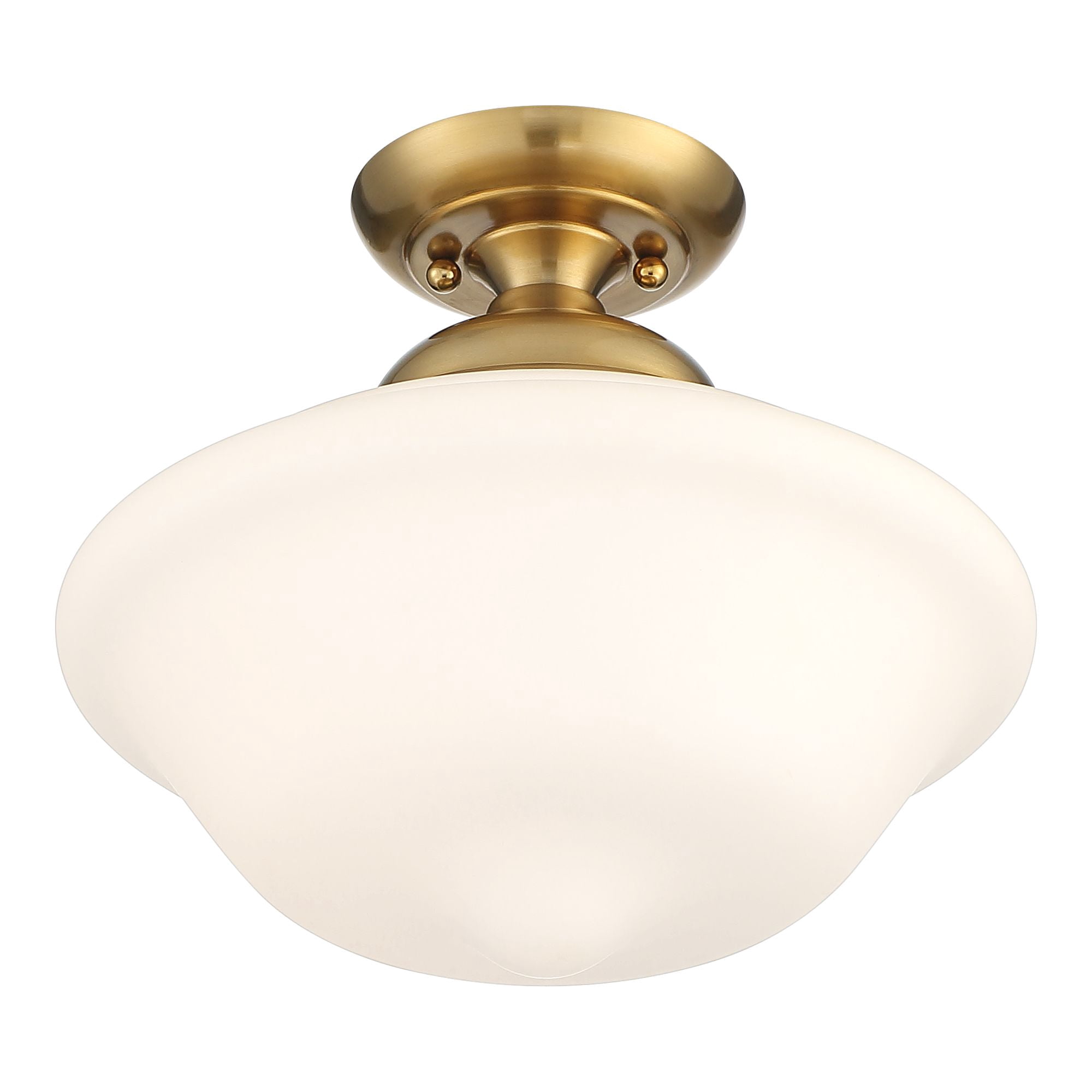 Regency Hill Modern Ceiling Light Semi Flush Mount Fixture 12 3/4" Wide Soft Gold White Glass Shade for Bedroom Kitchen Schoolhouse
