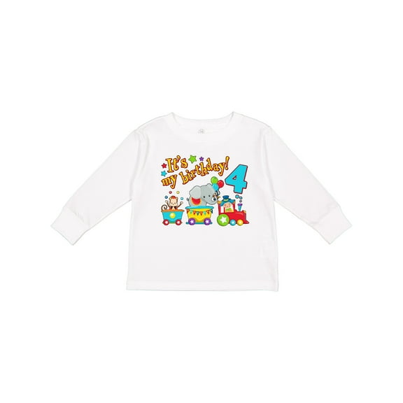 Inktastic Its My Birthday Circus Train 4th Birthday Boys or Girls Long Sleeve Toddler T-Shirt