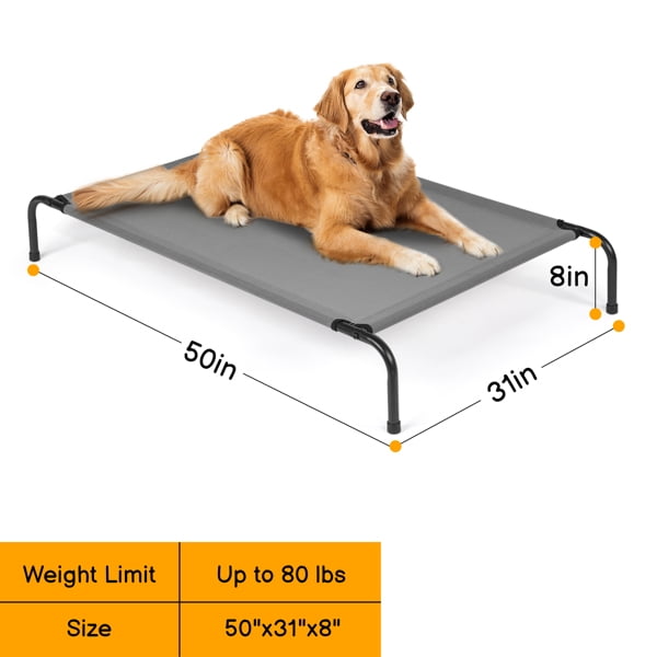 Alvantor Cooling Elevated Dog Bed with Breathable Mesh and Steel Frame, Light Gray, Large, 50 x 31 x 8 in