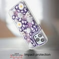 thumbnail image 3 of For Apple iPhone 12 Pro Max Case, Fashion Daisy Floral Series, Full 3D Bling Crystal Diamonds Sparkling Rhinestone Glitter Hybrid Design Phone Cover (Purple), 3 of 9