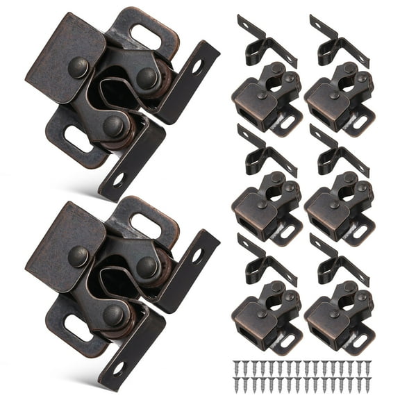 Soimiss 8Sets Dark Brown Double Roller Catch Cabinet Lock Hardware for Mailbox Drawer and Storage Box
