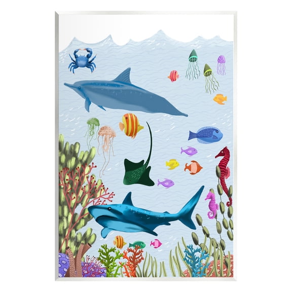 Stupell Industries Sharks & Fish Underwater Animals & Insects Painting Unframed Art Print Wall Art, 10 x 15