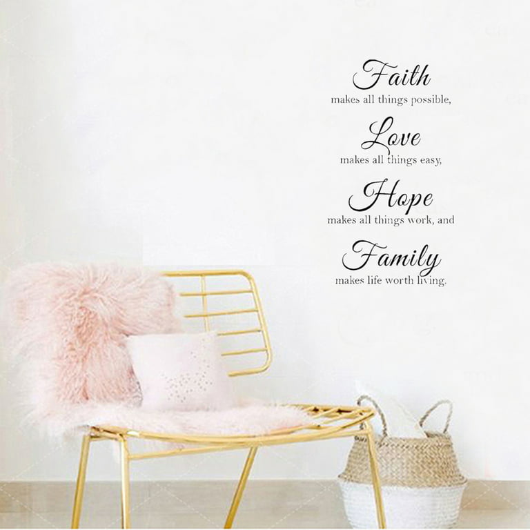 Faith Love Family Wall Art Stickers Living Room Inspirational Quote Saying  Decal