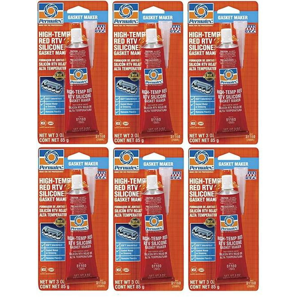 Permatex 81160 HiTemp Red FormAGasket Silicone Sealant. 3 oz. (6