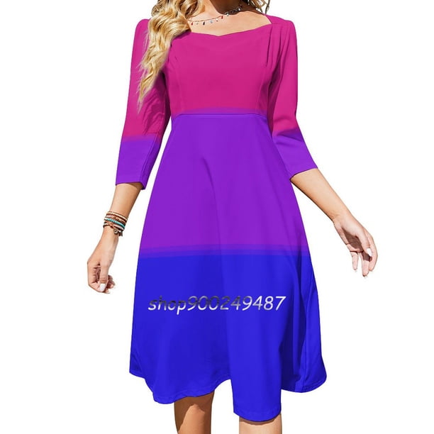 Vestido acampanado con nudo en forma de corazón y diseño de moda con bandera del orgullo bisexual Vestido holgado de talla grande Orgullo Bandera del orgullo Lgbtq Ity