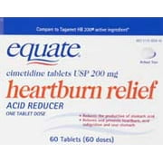 Equate Cimetidine Heartburn Relief Acid Reducer Tablets, 200 mg, 60 Count