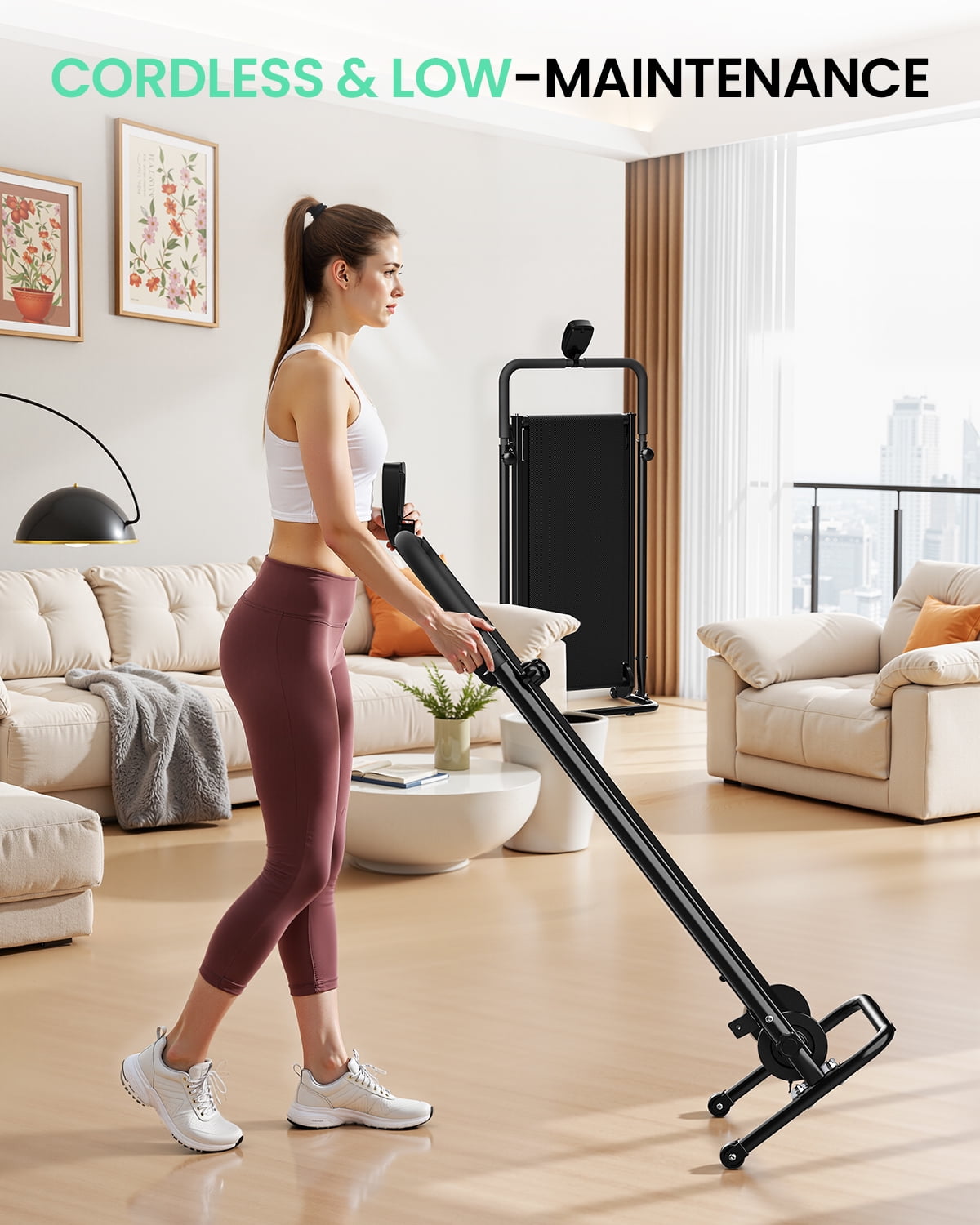 Akluer Manual Walking Treadmill with Fixed Incline, Non-Electric Compact Treadmill for Home Exercise, Quiet Motor-Free Design, Anti-Slip Belt
