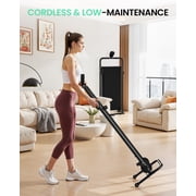 UP PAD Motorless Treadmills with Dual Flywheel & Fixed Incline, LCD Monitor, Non-Slip Belt, Compact Foldable Design for Walking/Jogging