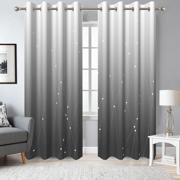 Dashan Black Grey White Ombre Blackout Curtains,Grommet Thermal Insulated Drapes for Bedroom Living Room,52x84 Inch