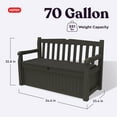 thumbnail image 4 of Keter Solana 70 Gallon Storage Bench Deck Box for Patio Furniture, Front Porch Decor and Outdoor Seating - Perfect to Store Garden Tools and Pool Toys, Brown, 4 of 11
