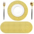 thumbnail image 1 of czcpp-50PCS Gold Paper Placemats Disposable 13.4 Inch Shiny Golden Place Mats Round Decorative Glitter Table Mats for Birthday Wedding Mothers Day Holiday Party Supplies Sparkle Dining Tableware, 1 of 4