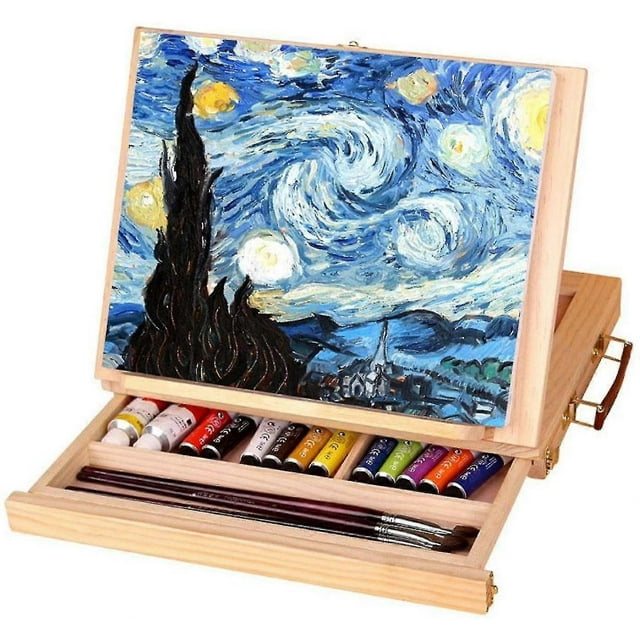 Art Table Easel, Adjustable Folding Wooden Easel, Multipurpose Artist Easel, Portable Tabletop Easel Box With Drawer For Painting And Drawing