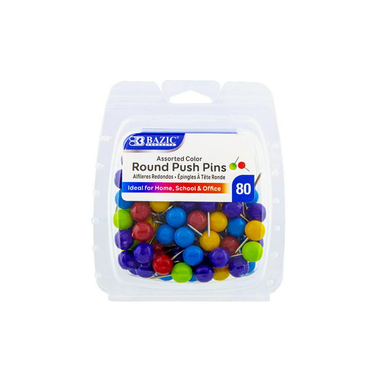 Generic 611834777282 240 Pc Multi Color Push Pins Map Thumb Tacks Round  Head Steel Point Cork Board