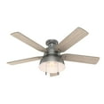 thumbnail image 2 of Hunter 52 inch Outdoor or Indoor Ceiling Fan with LED Light - Rustic Ceiling Fan with Pull Chain, For Bedroom, Living Room, or Patio, Low Profile Mount, No Remote - Mill Valley 59311, Matte Silver, 2 of 15