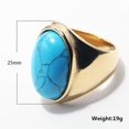 thumbnail image 2 of PAMTIER Unisex Stainless Steel Vintage Classic Oval Cut Blue Created-Turquoise Gemstone Signet Ring Statement Wedding Band Comfort Fit Gold Size 7, 2 of 4