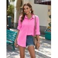 thumbnail image 4 of Zeagoo Womens Linen Button Down Shirts Long Sleeve Cotton Gauze Tops Casual Collared Blouses Loose Fit, 4 of 6