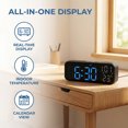 thumbnail image 4 of REGALWOVEN Small Dual Alarm Clock for Bedroom, Dimmable, DST, Snooze,12/24H, Alarms with Indoor Temperature, Decorate for Bedroom 6.7 x 2.4 x 1.2 inch White Blue, 4 of 7