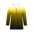 thumbnail image 5 of TKLPEHG Tops for Women Trendy Summer Lightweight Gradient Color Graphic Tee Casual Loose Going Out Tops Button V Neck Tunic Shirts 3/4 Sleeve T Shirts Blouse(Brown,M), 5 of 5