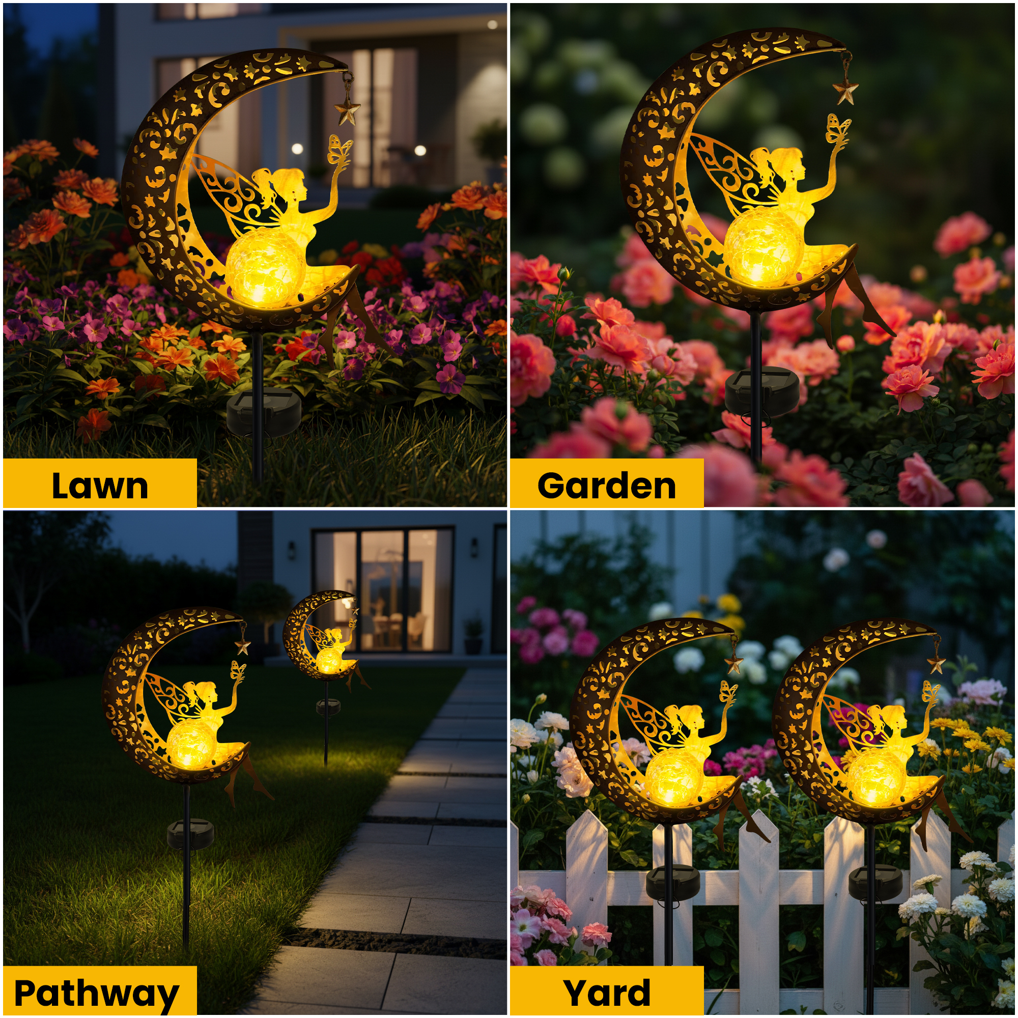 Daybetter 32" Moon Fairy Solar Garden Lights photo 7