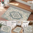 thumbnail image 5 of 2x3 Ft Entryway Area Rug, Beige Green Boho Kitchen Rug Runner Washable Floor Mat, Medieval Vintage Ethnic Floral Abstract Non Slip Indoor Door Mat Throw Carpet for Bathroom Living Room Bedroom, 5 of 8
