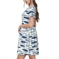 thumbnail image 2 of Gaeub Robes pour Femmes à Imprimé Poisson Bleu, Tunique Décontractée à Manches Courtes, Robe Midi d'Été pour Femmes, Robe à Manches Courtes pour Femmes, 2 of 6