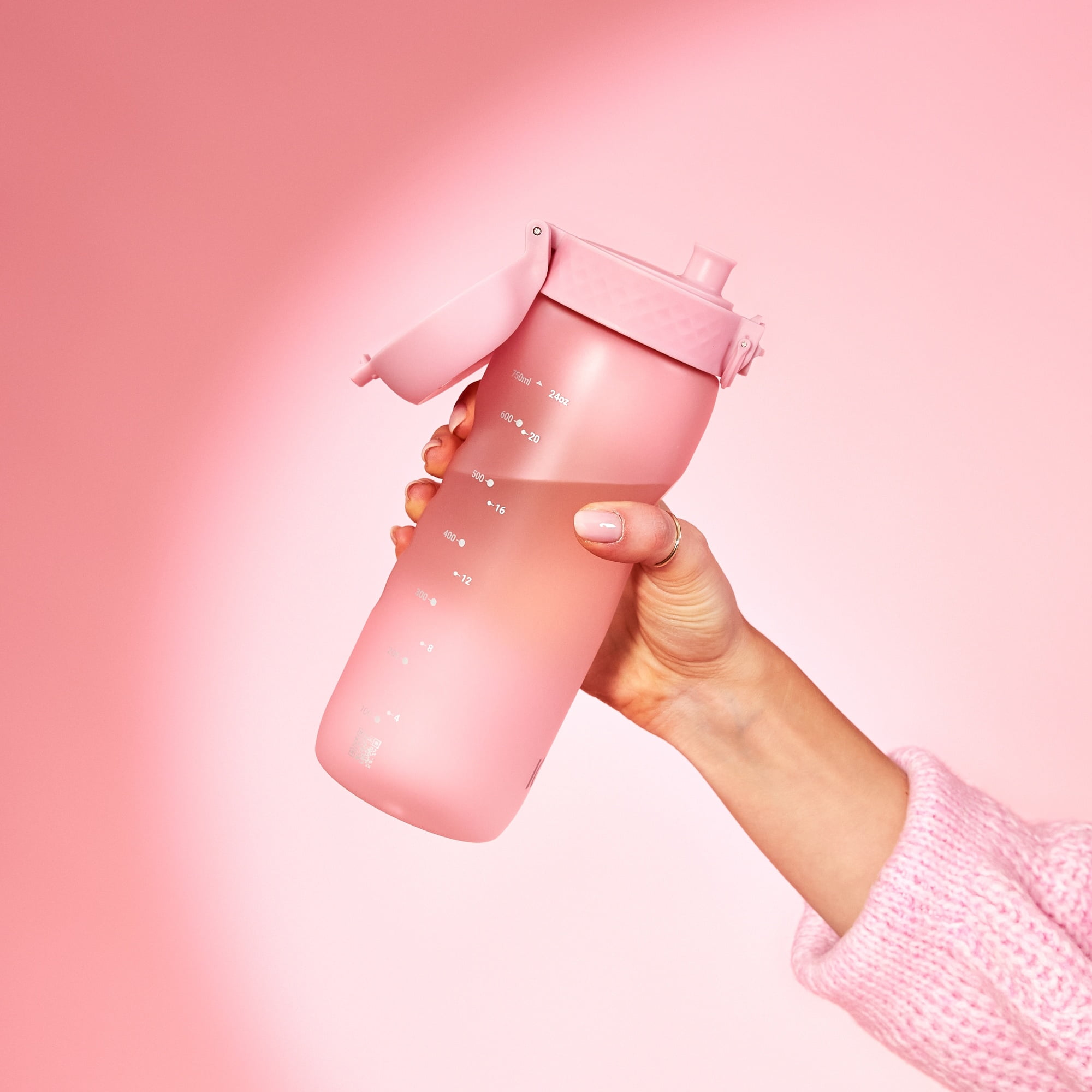ION8 Leak Proof Flip-Top Sports Water Bottle, BPA Free, Dishwasher-Safe, Rose Pink, 750ml (24oz)