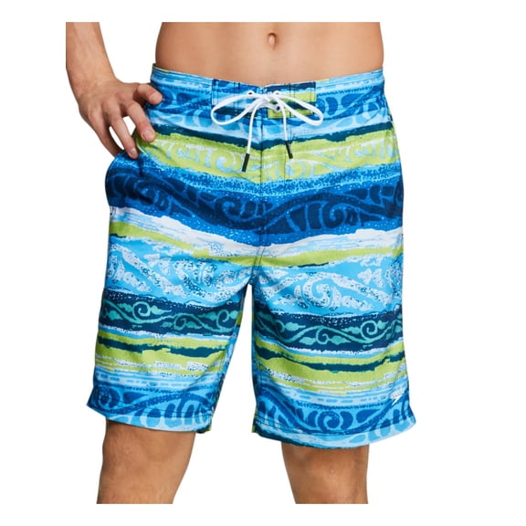 SPEEDO Mens Blue Lined Printed Stretch Swim Trunks XXL