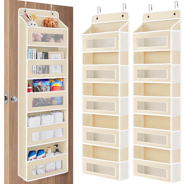 JARLINK Paquete de 2 organizadores para colgar sobre la puerta, organizador de puerta colgante de 5 estantes con 5 bolsillos de gran capacidad, carga antiinclinación de 44 lb detrás de la puerta, alma