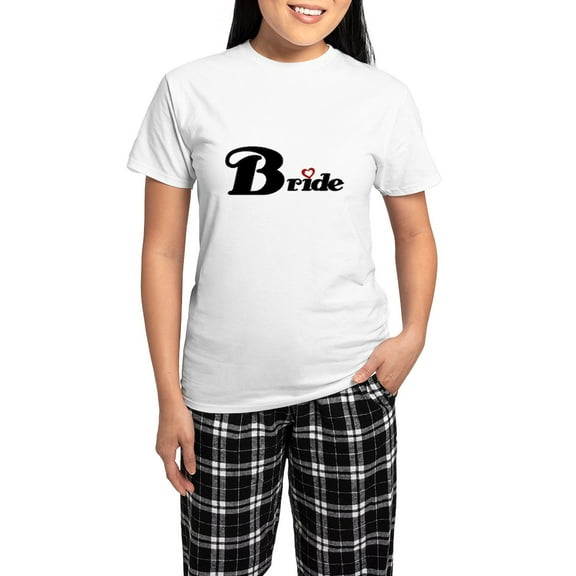CafePress - Black Bride Women's Light Pajamas - Women's Short Sleeve Print T-Shirt and Pants Light Cotton Pajama Set