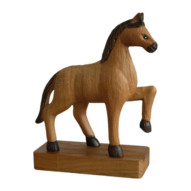 Estatua de caballo decorativa de madera, centro de mesa artesanal retro, adorno ornamental de mesa. Grande