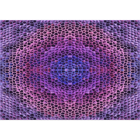 Ahgly Company Indoor Rectangle Patterned Purple Iris Purple Area Rugs, 2' x 5'