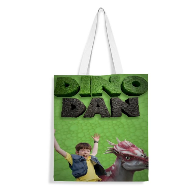 Dino Dan Bolso de tela con estampado de lienzo para mujer, bolsa de compras reutilizable y estética, con cremallera interior, regalo para mujer,40*40cm.