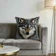 thumbnail image 6 of Lilixerw Embroidered Animal Wolf Print Pillow Cover,2D Printed Animals Pattern Design,Soft Polyester Square Decorative Pillowcase for Sofa,Bed,Living Room,17.7x17.7 Inch, 6 of 6