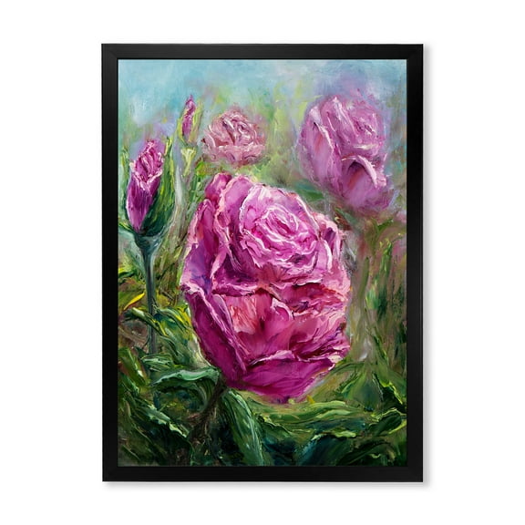 Designart 'Abstract Pink Peonies' Traditional Framed Art Print