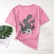 thumbnail image 3 of Camisas de Manga Corta para las Mujeres Moda Casual Impresión Cuello Redondo Suéter Tee Blusas, 3 of 4