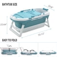 thumbnail image 4 of Portable Bathtub - 55" Foldable Collapsible Bathtub for Adult - Free Standing Sweat Steaming Bath, Hot Bath, Ice Bath, Soaking Tub with Lid & Neck Pillow (Blue), 4 of 6