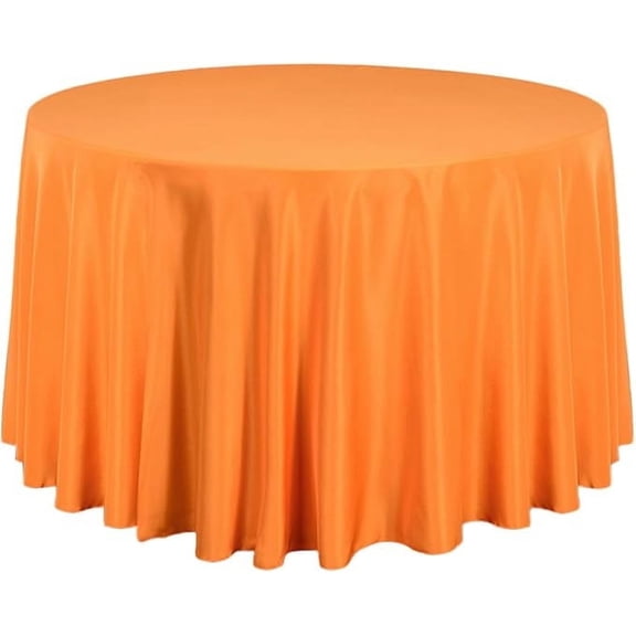 LTC Linens 120 in. Round Polyester Tablecloth - Orange for Wedding Party