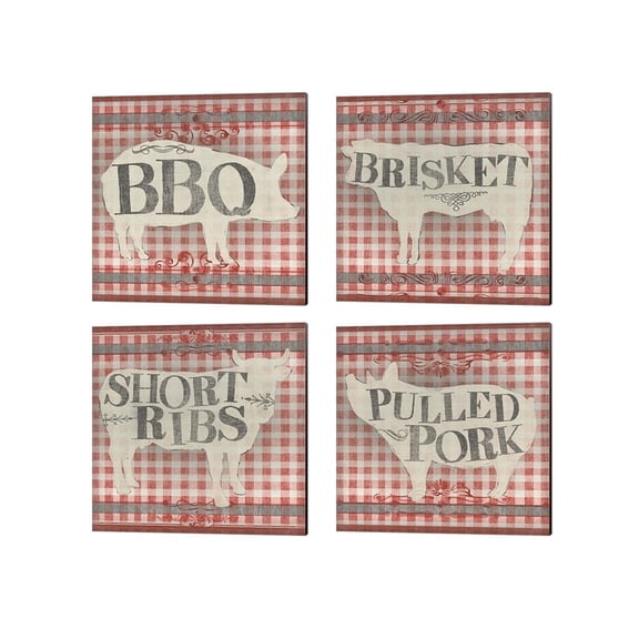 Metaverse June Erica Vess 'Gingham BBQ' Canvas Art (Set of 4)