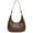 Brown, variant on Shoulder Bag For Women Zipper Crescent Bag Pu Leather Hobo Bag For Travel Decor Bag (Black)