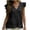 Black, variant on Cotton Linen Flutter Sleeve Tops for Women- Casual Trendy V Neck Summer Loose Fit Flowy T Shirts Khaki Size XL