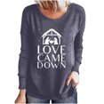 thumbnail image 1 of Women Multiple Color Casual Easy Nice Round Collar Printing Long Sleeve Cotton pull frame Top(Gray,M), 1 of 4