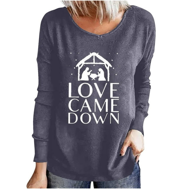 Women Multiple Color Casual Easy Nice Round Collar Printing Long Sleeve Cotton pull frame Top(Gray,M)