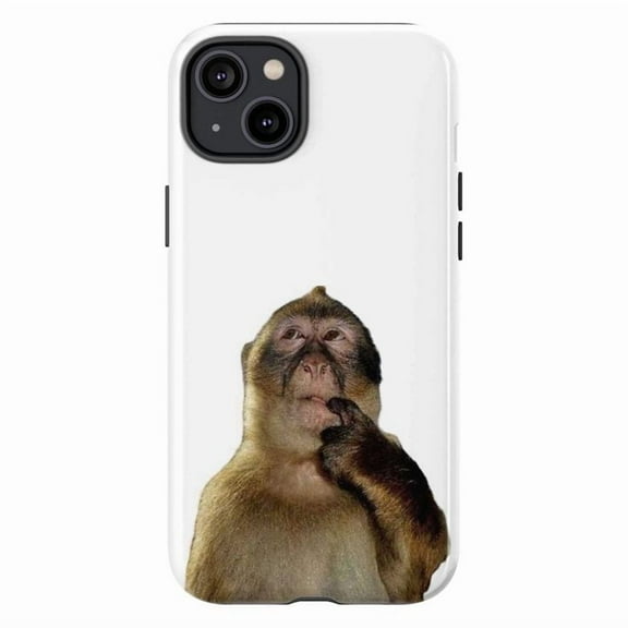 Funny Monkey Meme Phone Case, Fun Animal Expression iPhone Cover, Cute and Quirky Protective Case for iPhone 17 16 15 14 13 12 11 Pro Plus Mini (White)