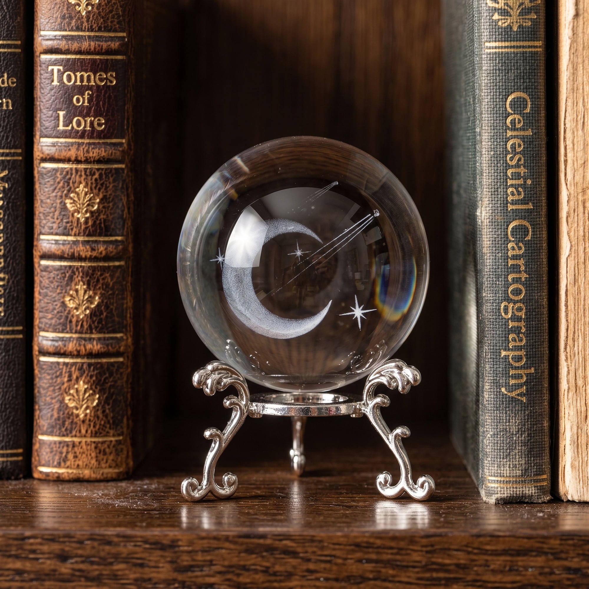 Unique Bargains Crystal Ball Figurine 3D Glass Paperweight with Base Clear Style H