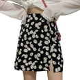 thumbnail image 4 of Qarigey de mujer Estampado de flores corta de cintura alta Split A-line Girl Cloth Prendas para la parte inferior del cuerpo negro METRO Qarigey AP001947-02, 4 of 6